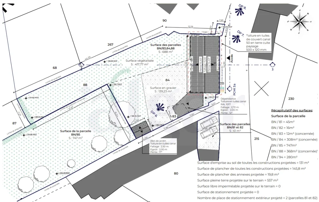 Plan de masse toiture